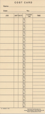 Needtek TS350 Cost Card Clock Cards