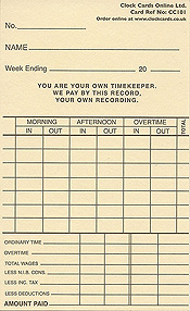 Needtek UT6800 Weekly Clock Cards