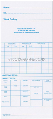 AD200 Weekly Clock Cards