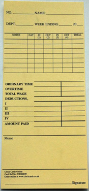 Needtek UT2000 Weekly Clock Cards